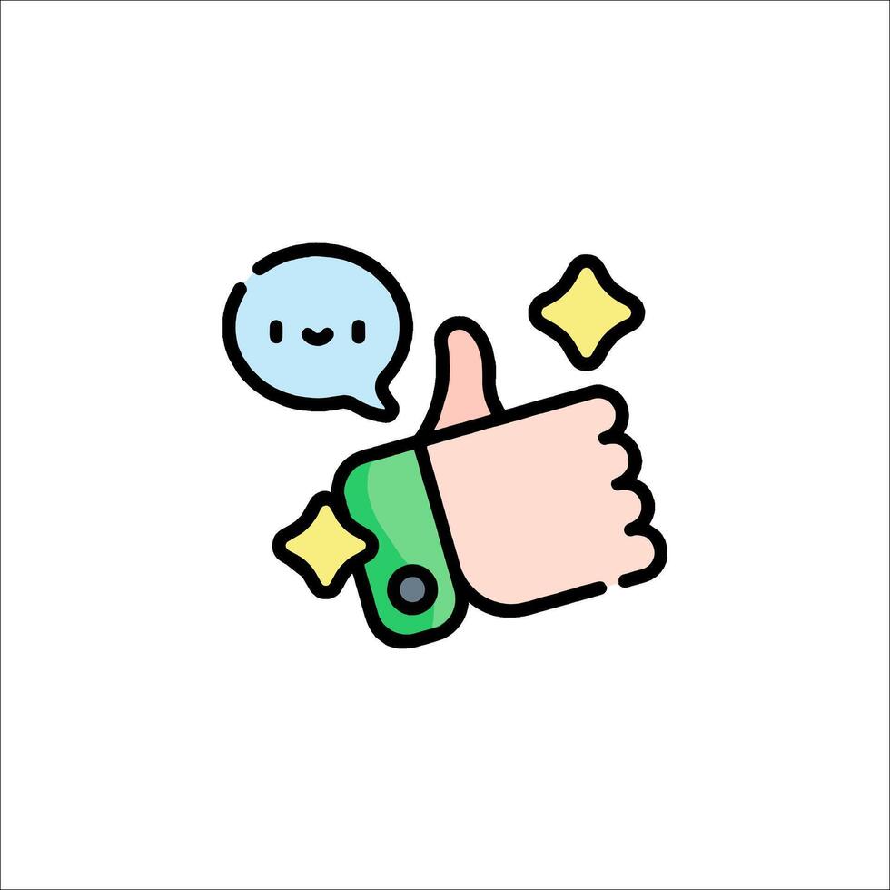 A thumbs up icon with a speech bubble vector