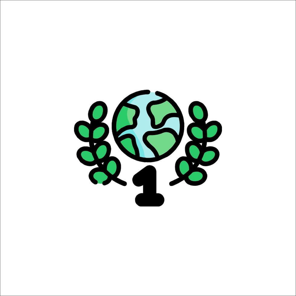 The earth is the first place winner in a green laurel wreath vector