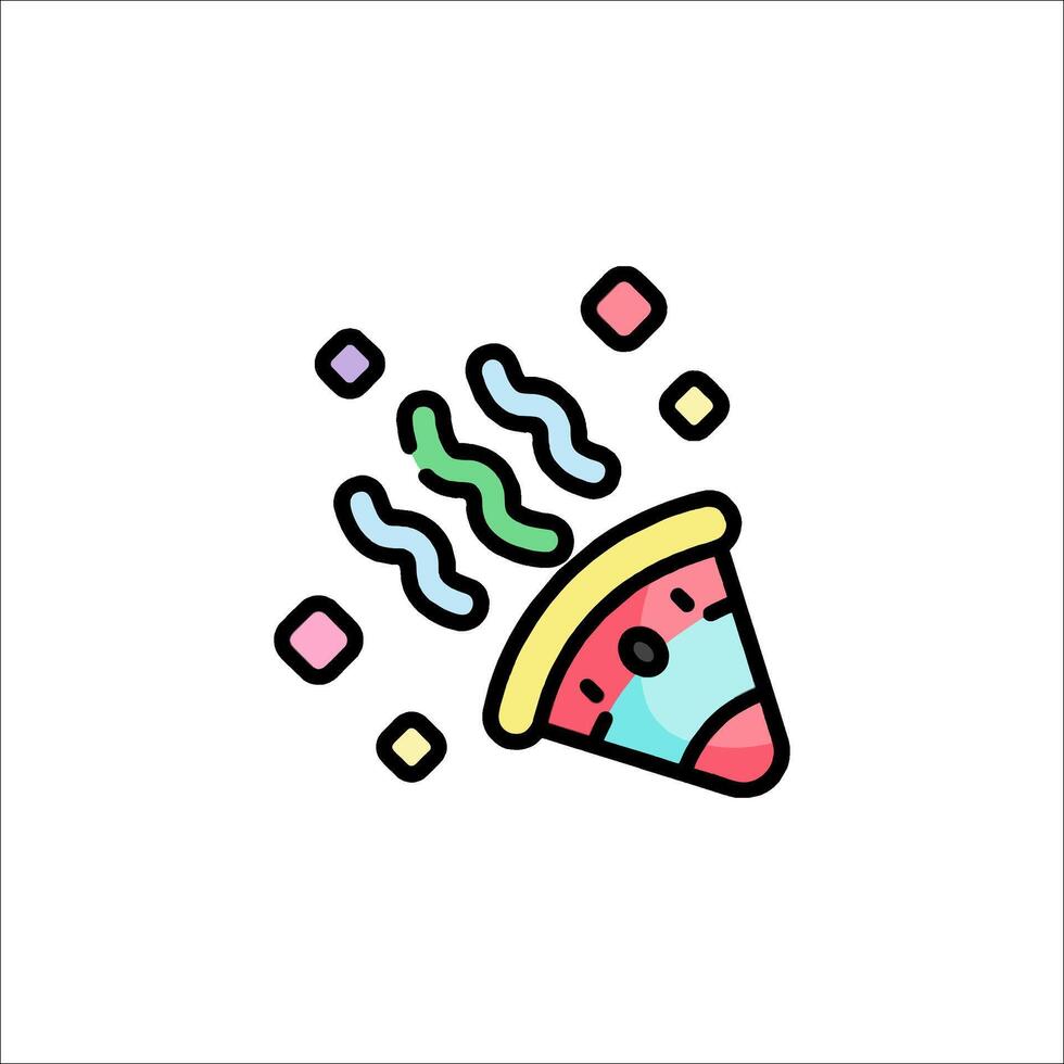 A colorful pizza icon with a slice of pizza vector