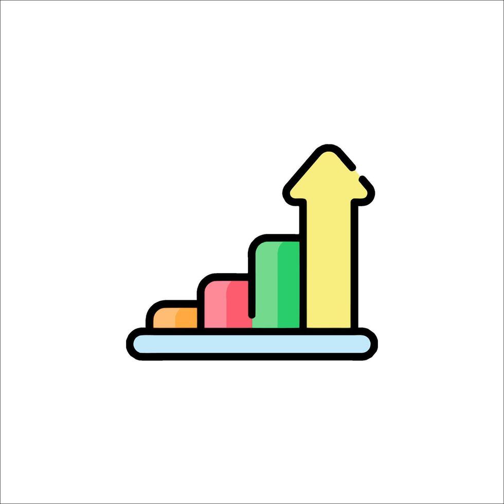A colorful icon of a bar chart with an arrow vector
