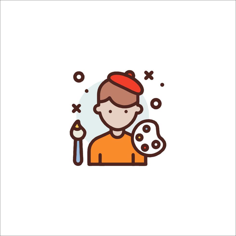 A man with a paintbrush and a paintbrush icon vector