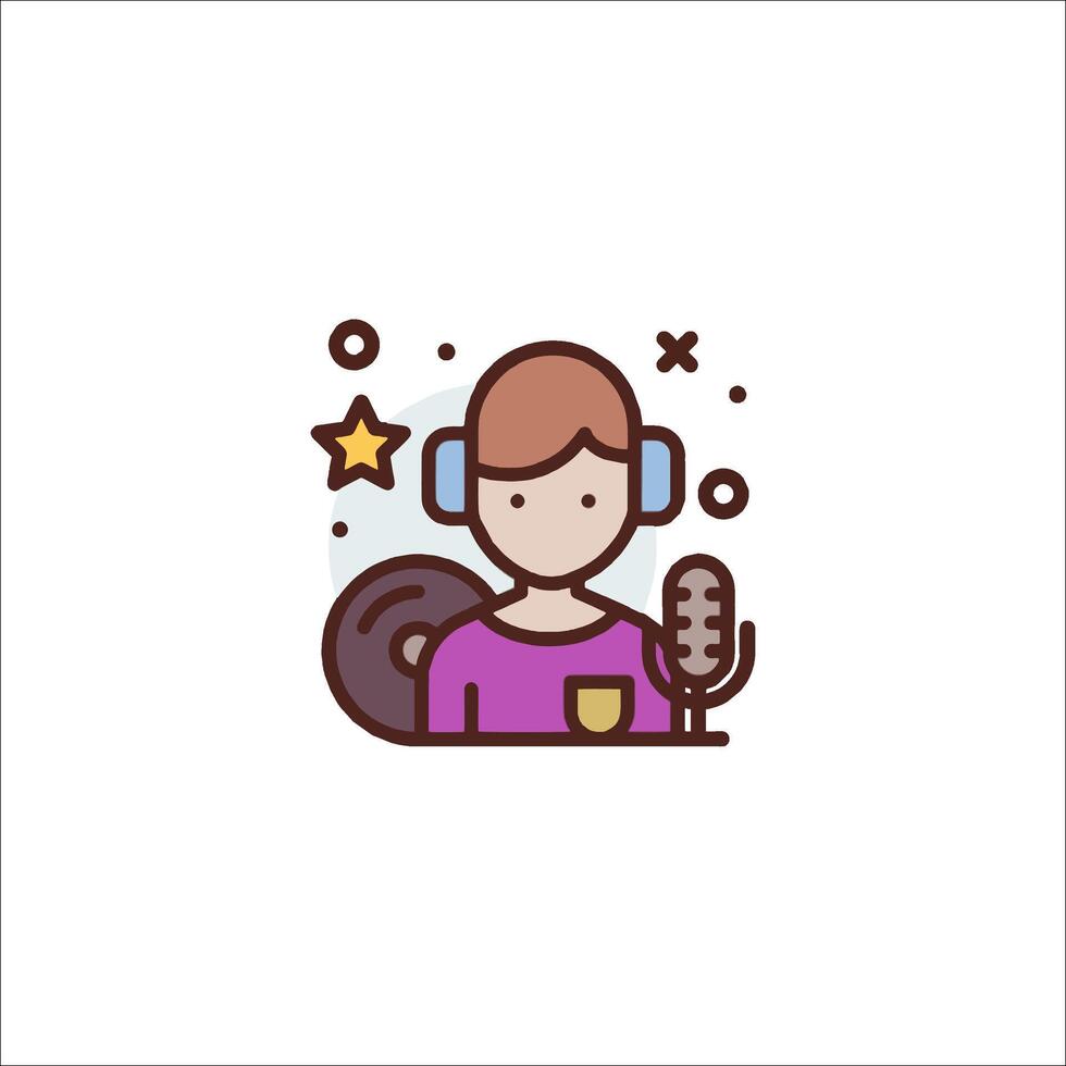 A person with headphones and a microphone icon vector