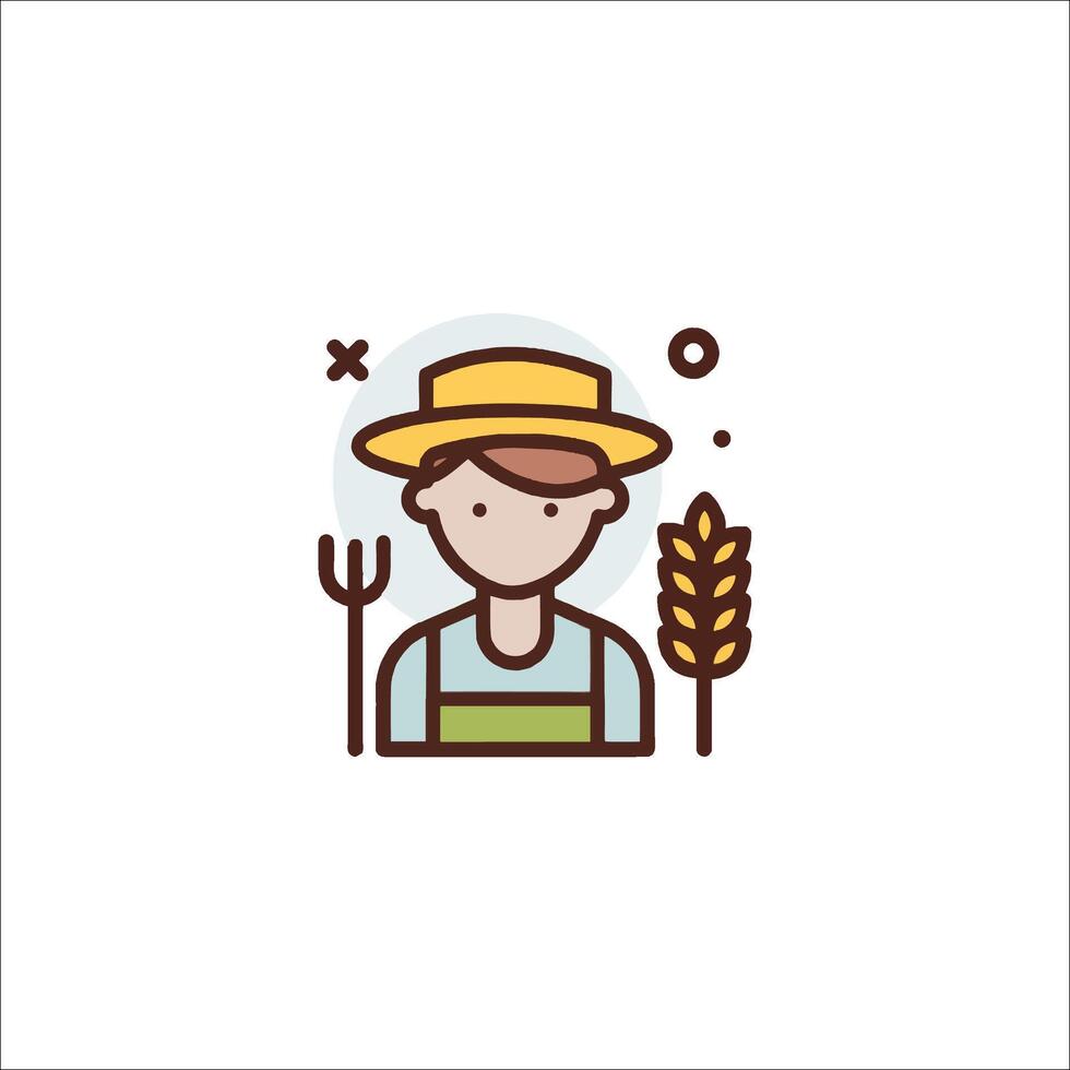 A farmer with a hat and a pitchfork vector