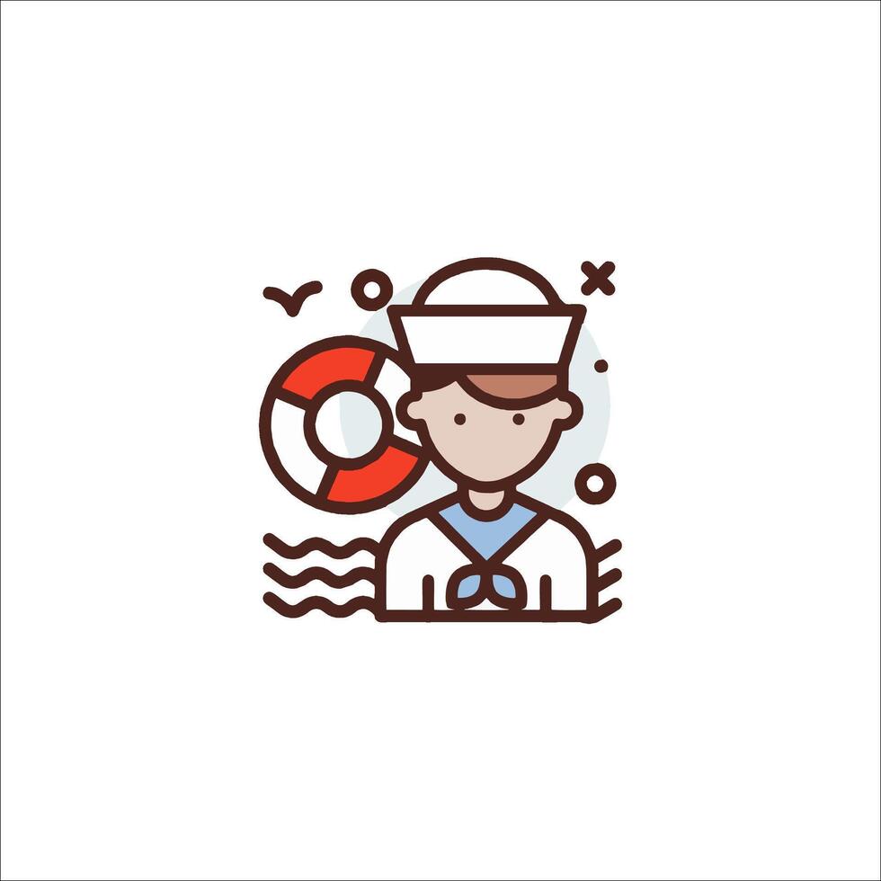 A sailor icon with a life preserver vector