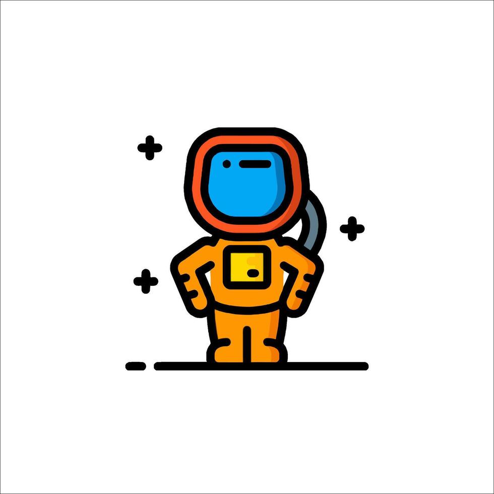 An astronaut icon with a blue helmet and orange suit vector