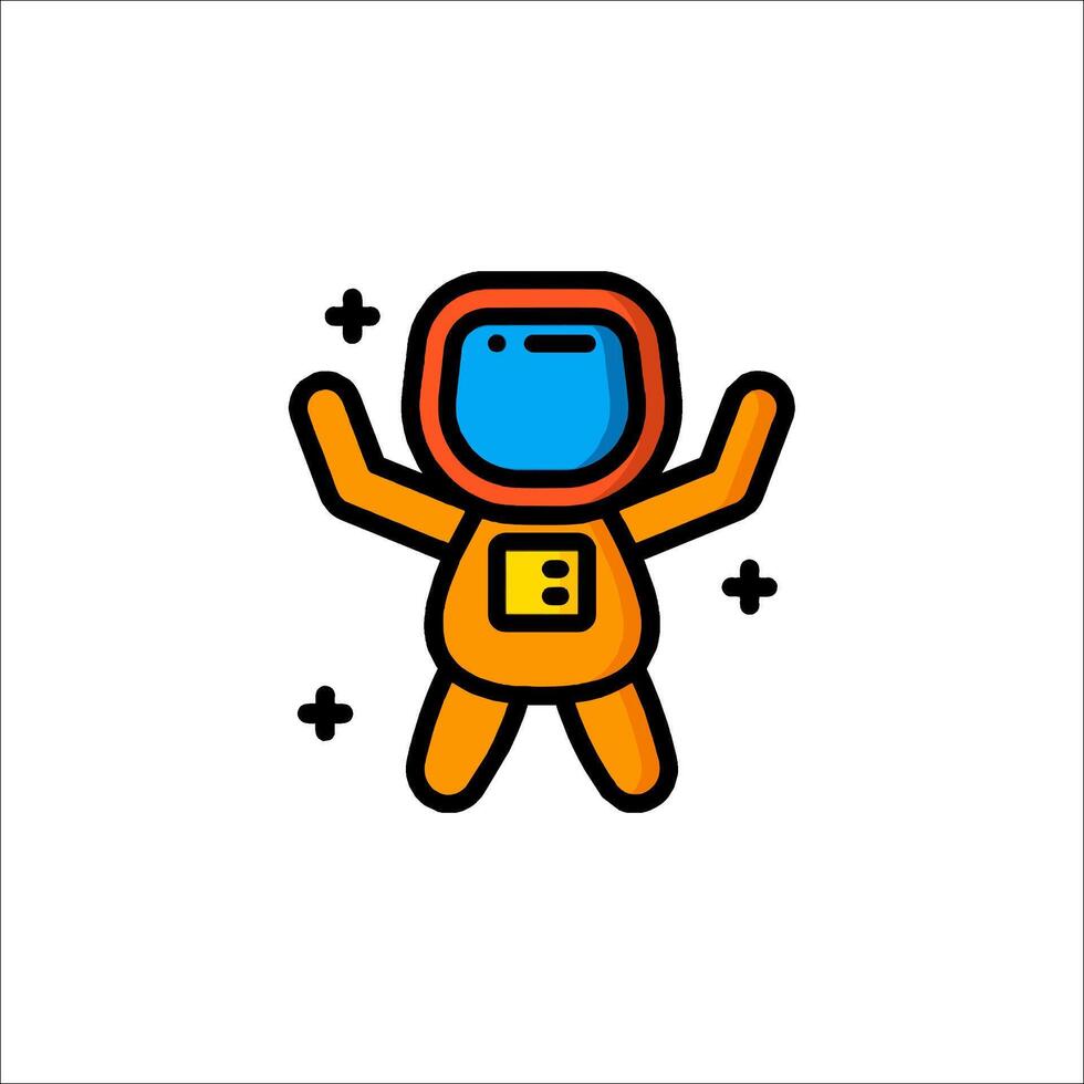 An astronaut icon with a blue and orange helmet vector