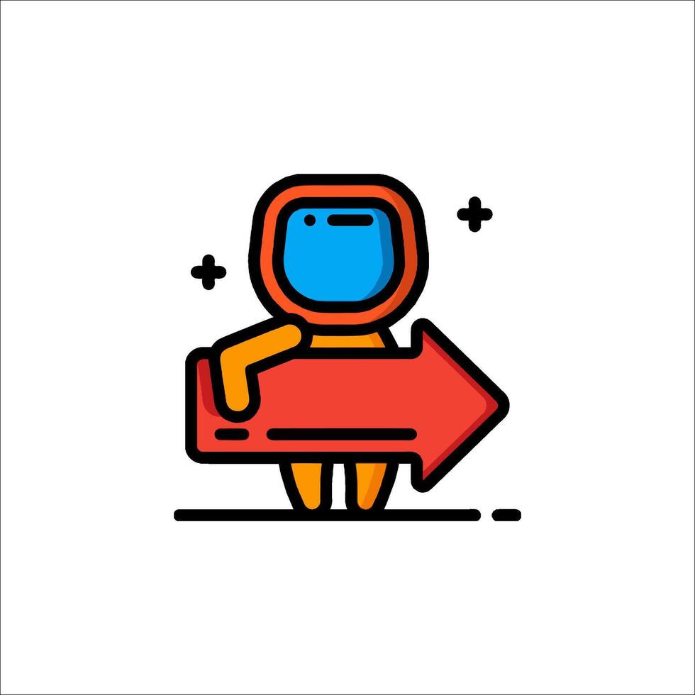 An astronaut holding an arrow icon vector