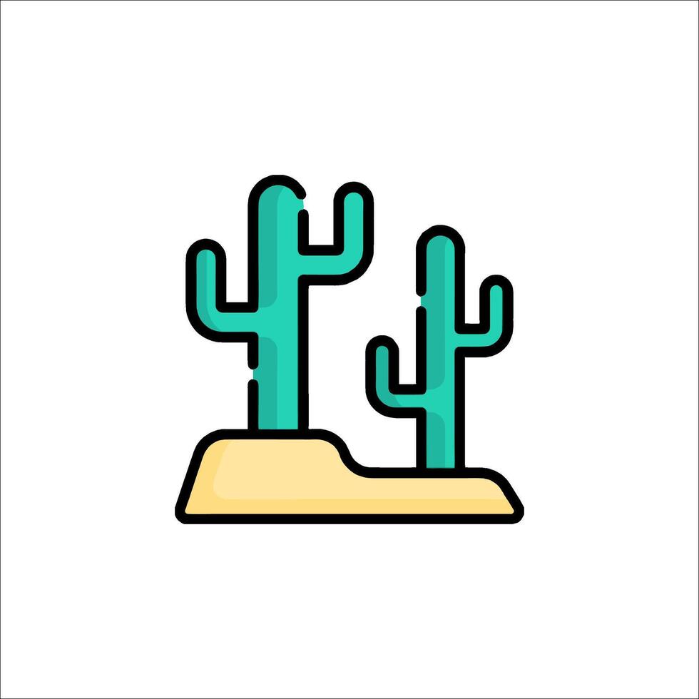 Cactus icon in a flat style on a white background vector