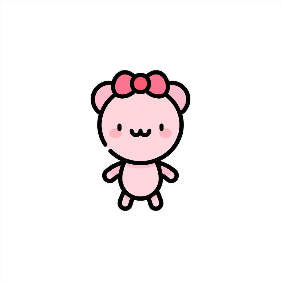A cute little bear with a bow on its head vector