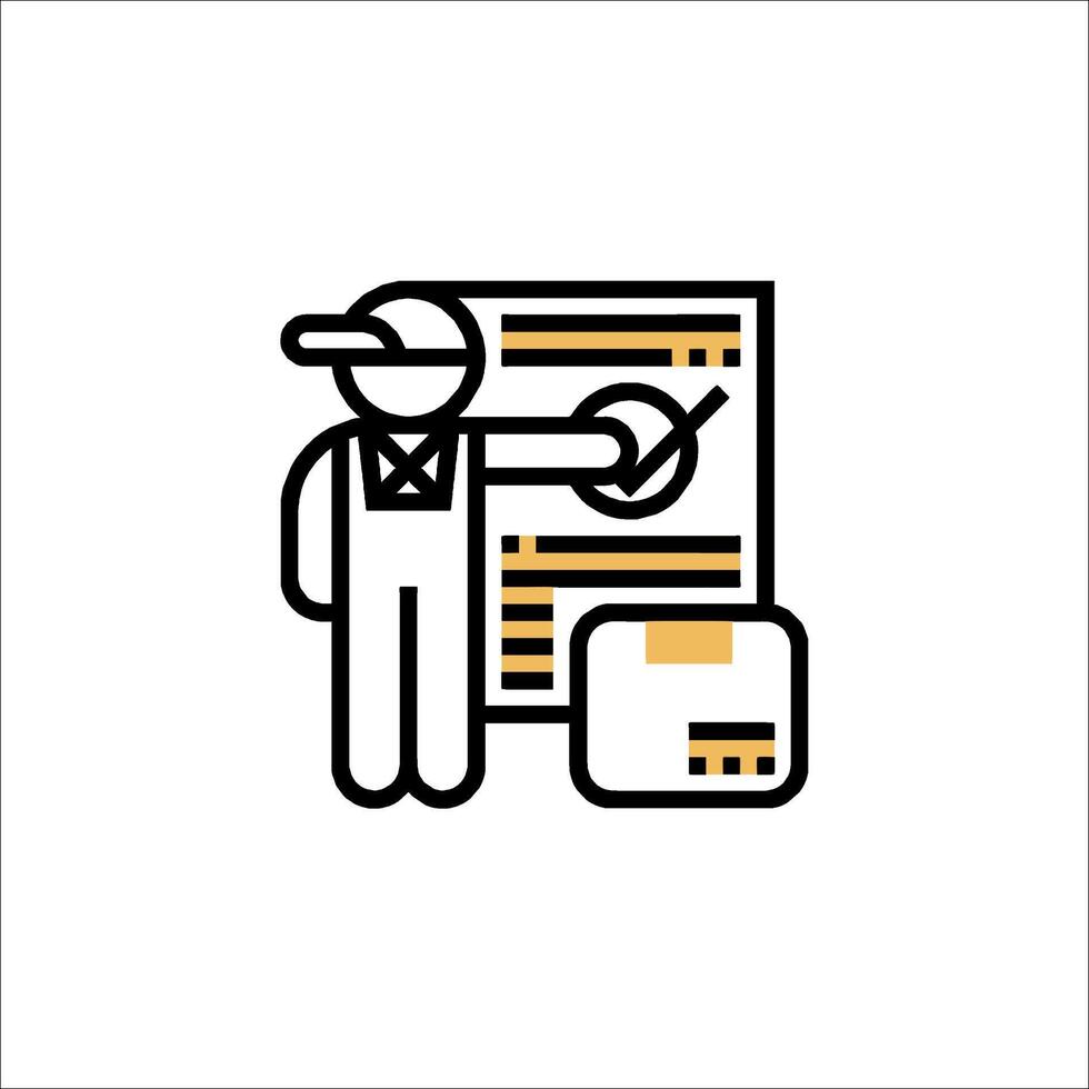 A man is pointing to a document on a white background vector
