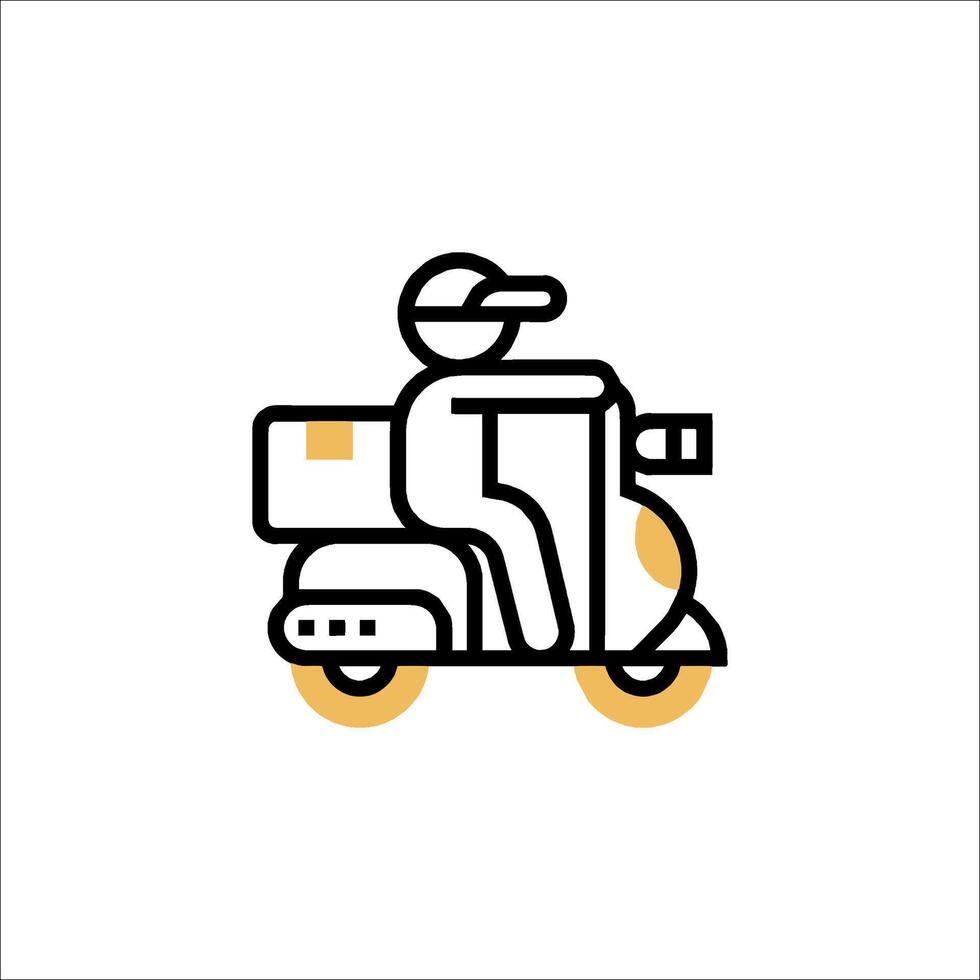 Delivery man on scooter icon vector
