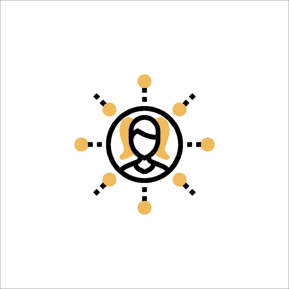 A woman with a face in the sun icon vector