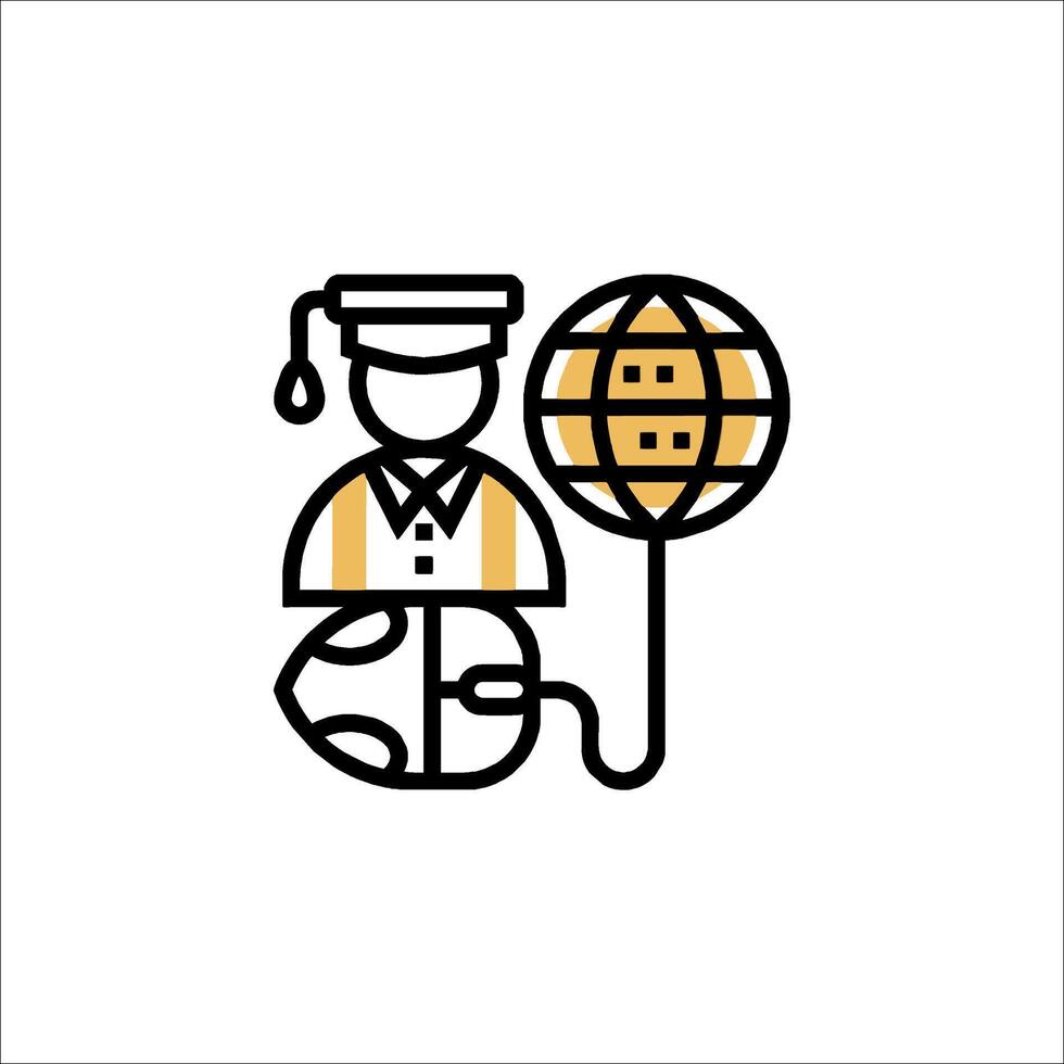 A man holding a globe and a globe icon vector