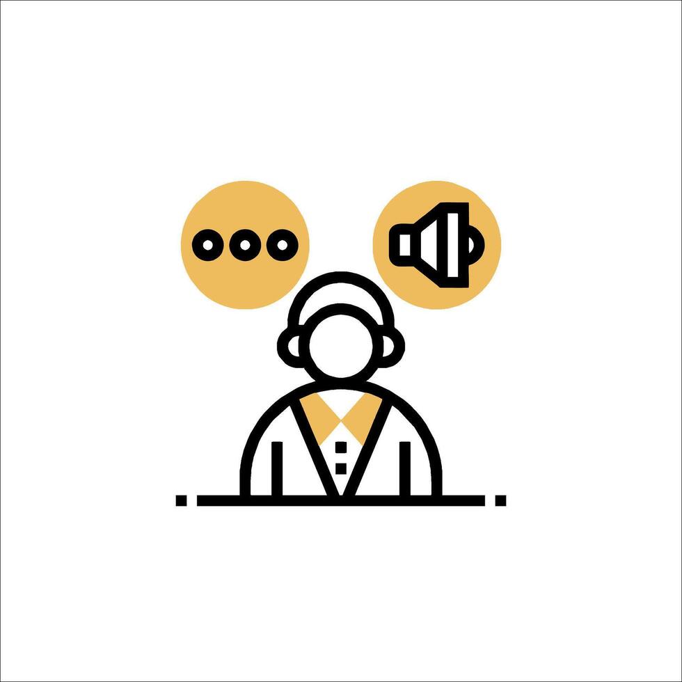 A person with a headset and a microphone icon vector