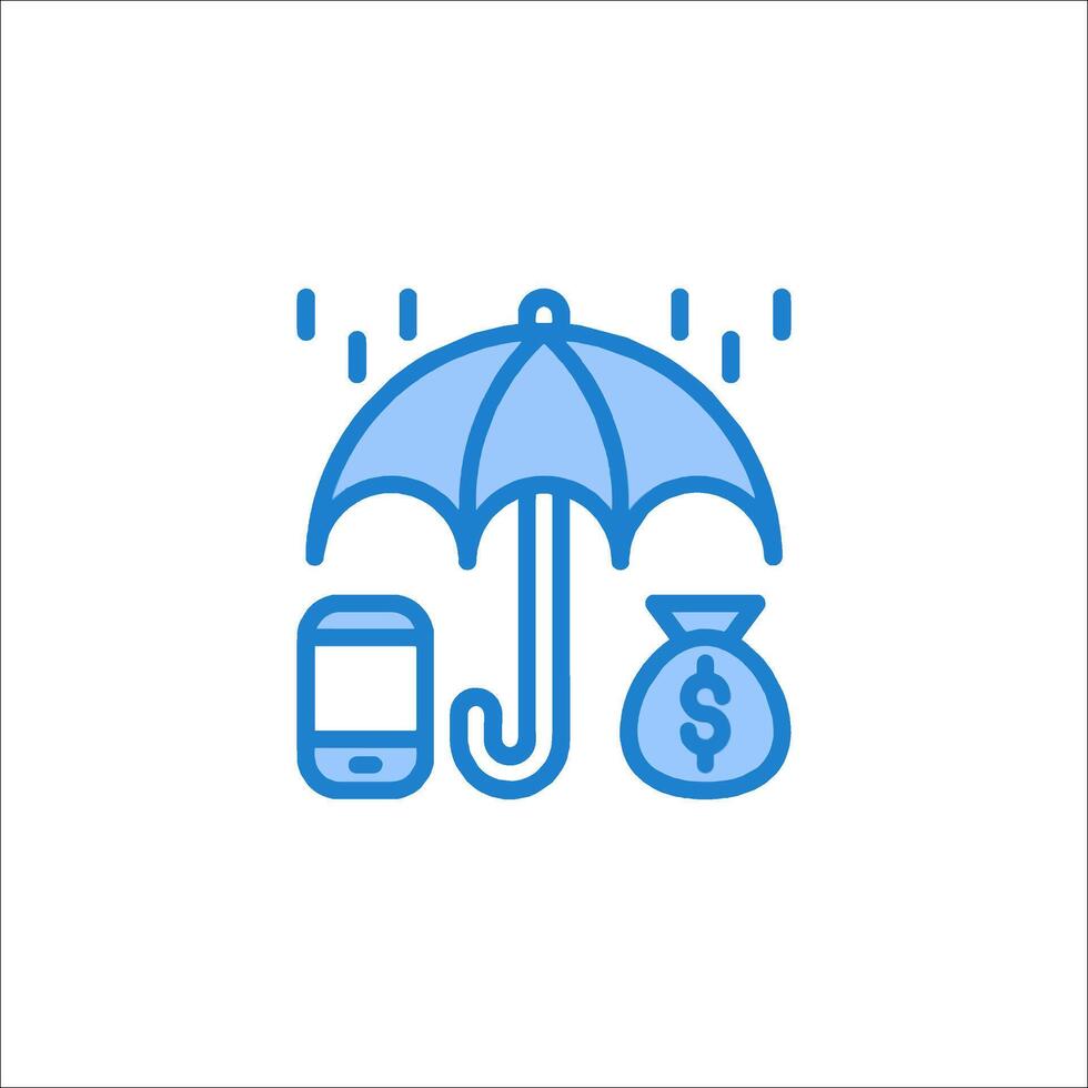 An umbrella and money bag icon vector