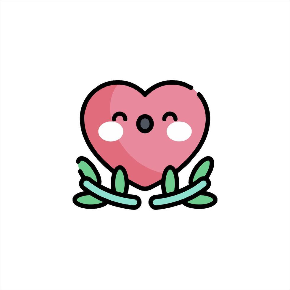A cute heart with leaves on it vector