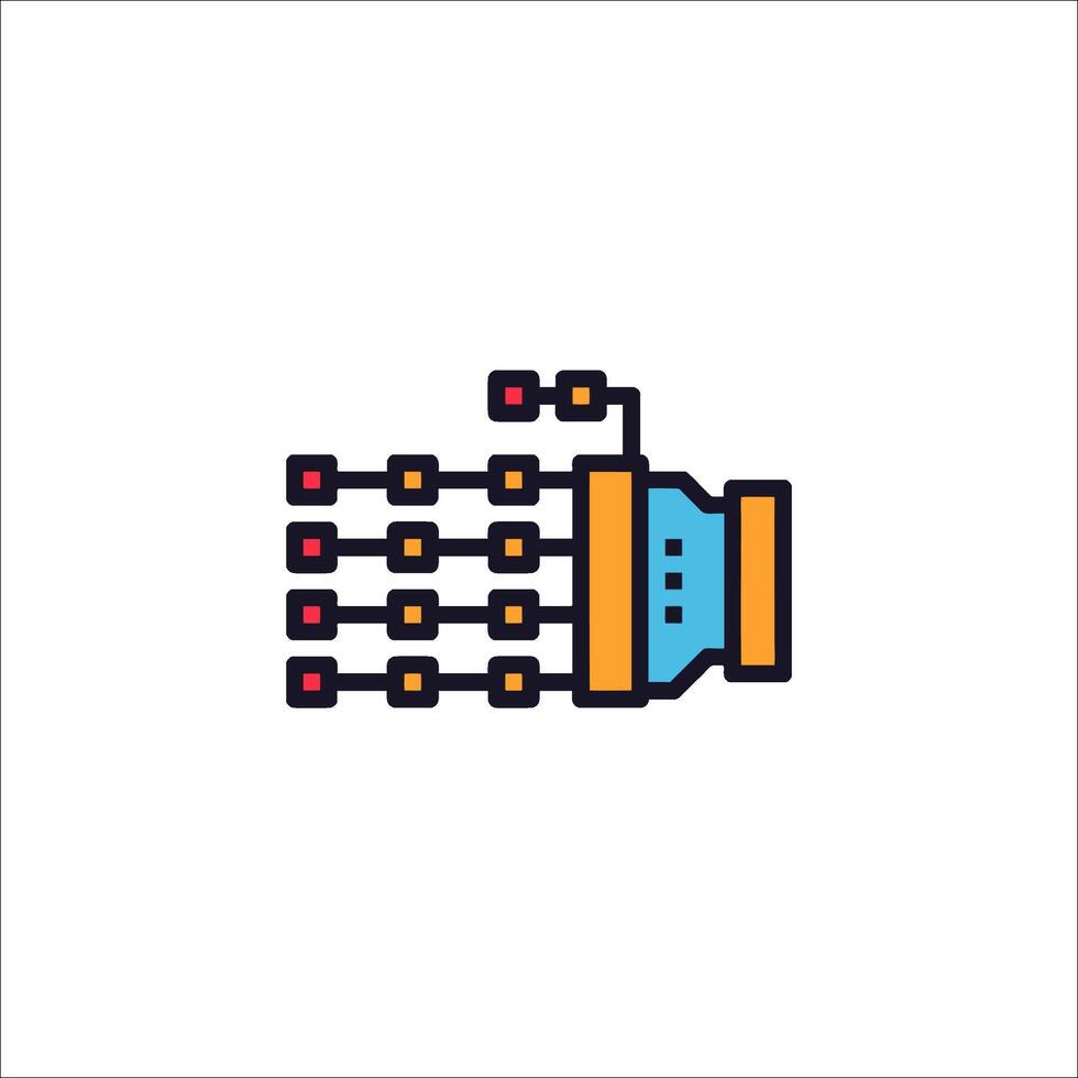 A robot arm with a robot head on it vector