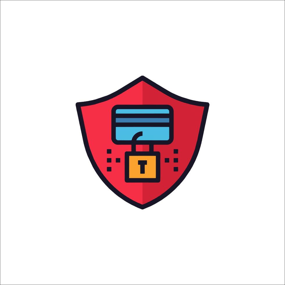 A red shield with a lock on it vector