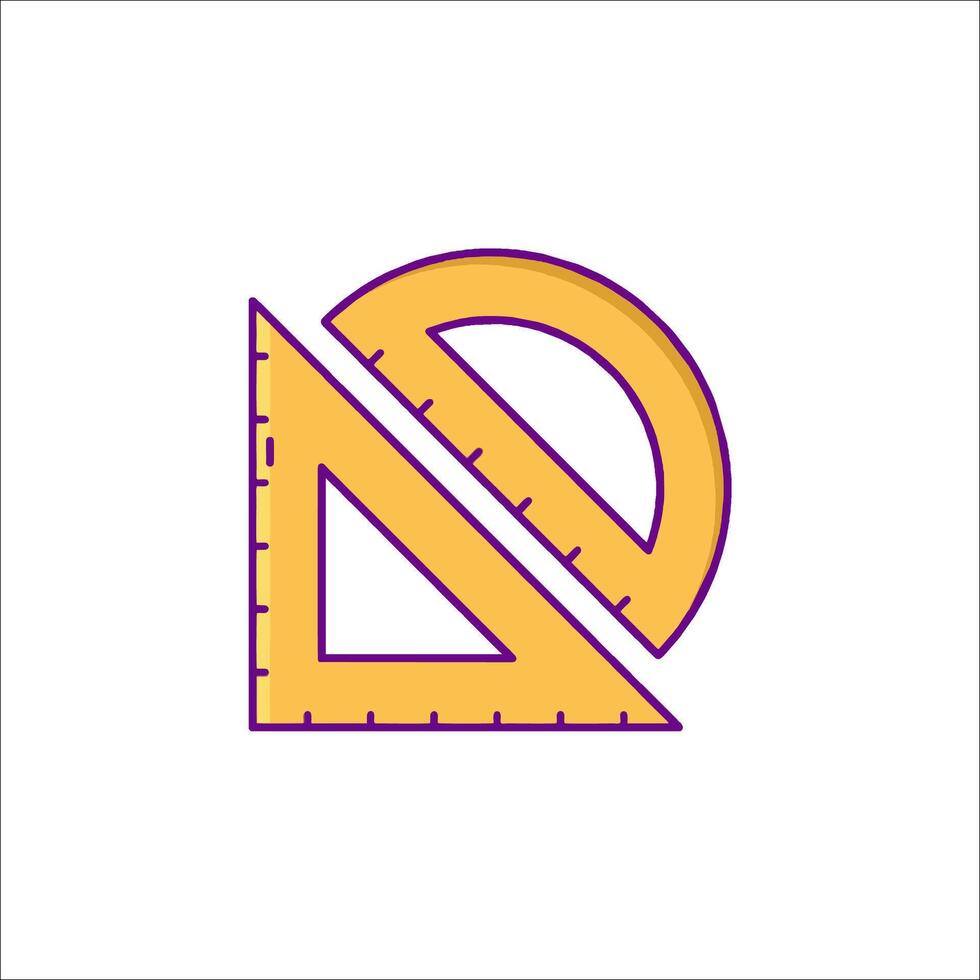 A triangle and ruler icon with a yellow and purple background vector