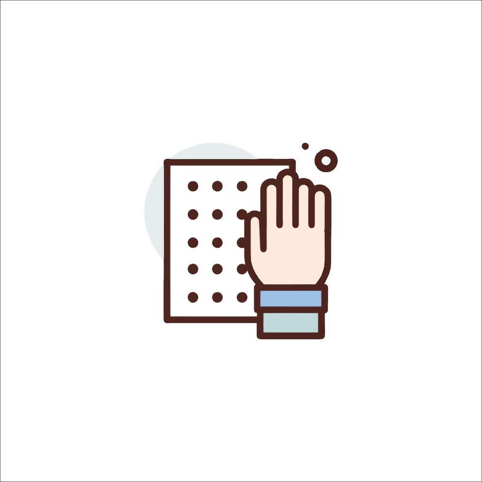 A hand holding a piece of paper with a dot on it vector