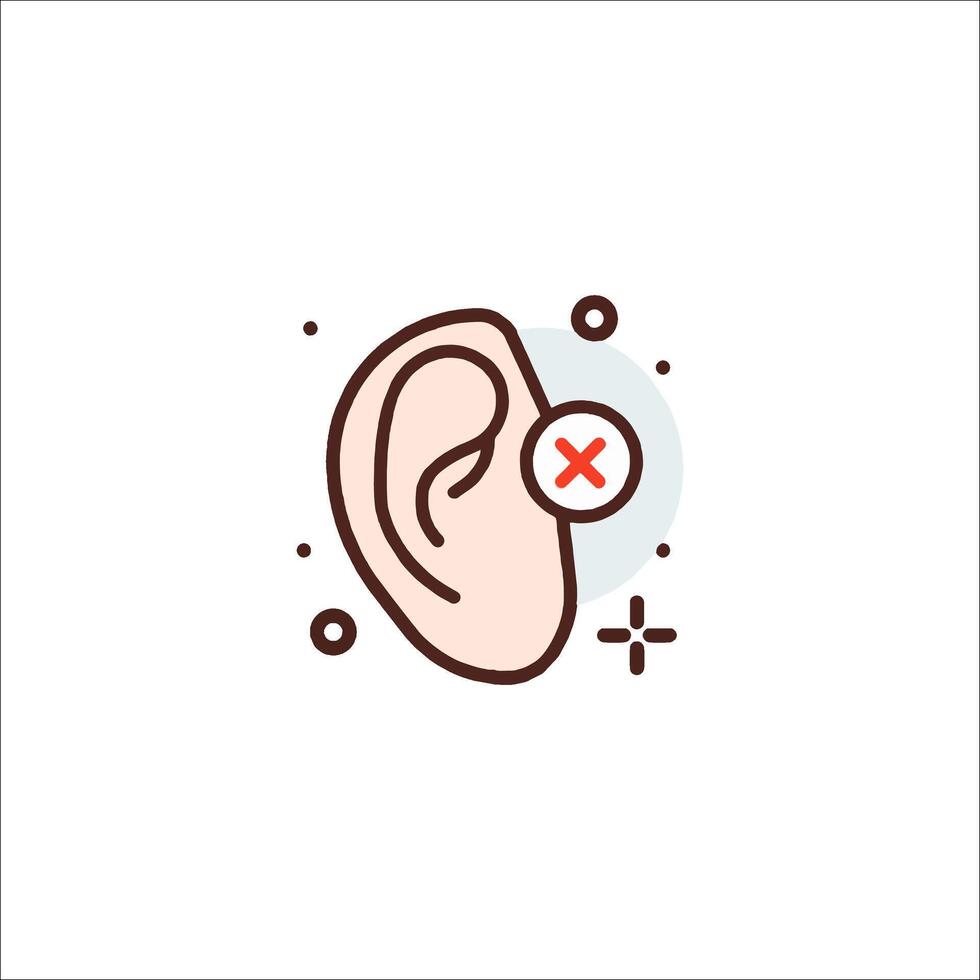 An ear with a red cross on it vector