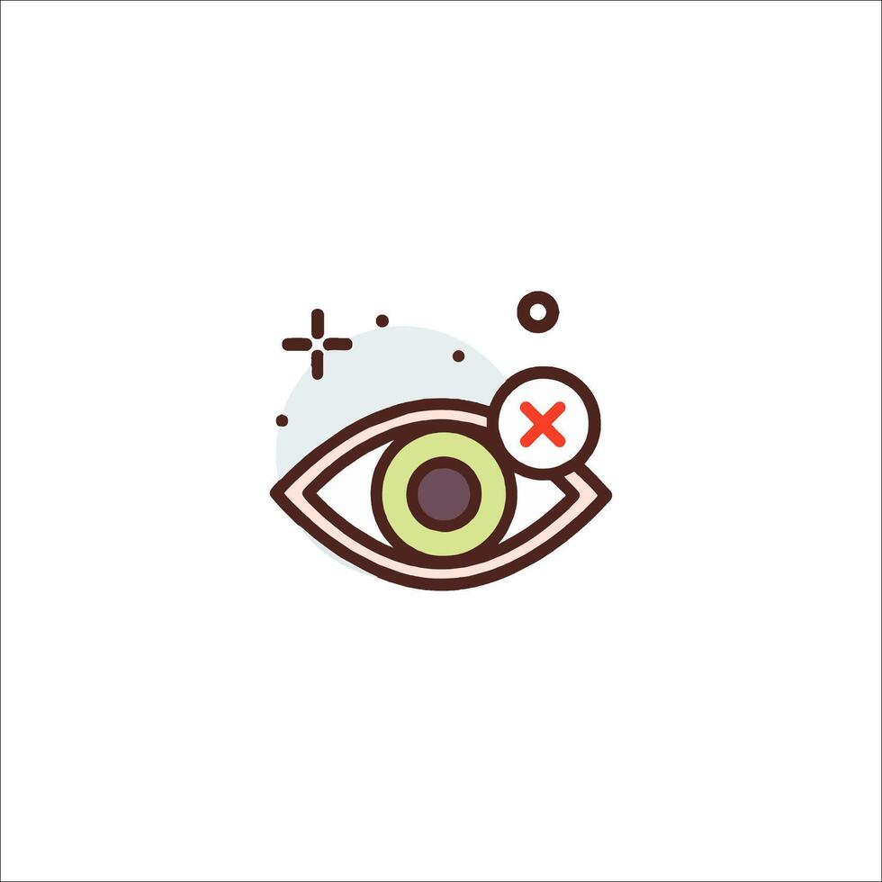 An eye icon with a cross and a red dot vector