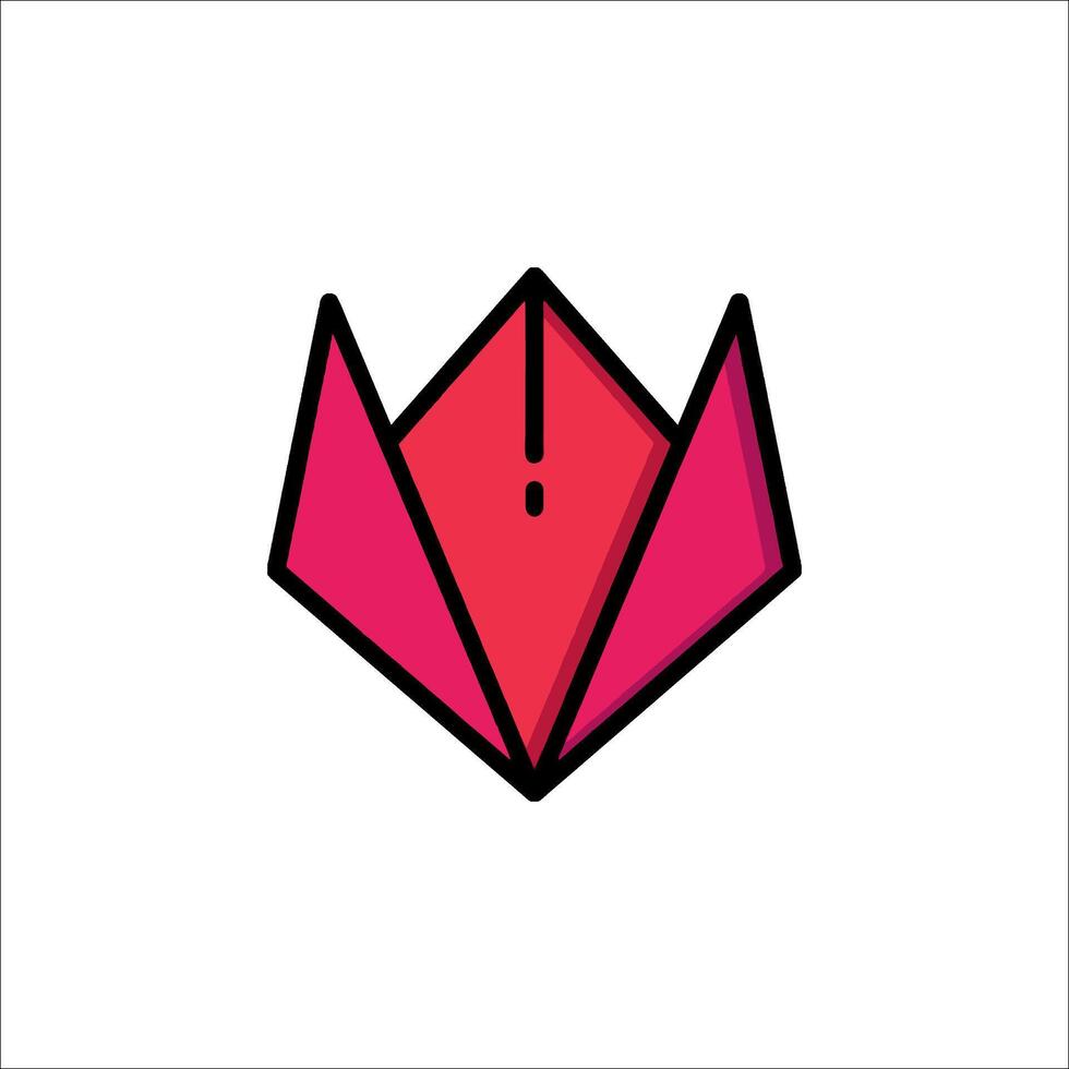 A pink origami flower with a red bow vector