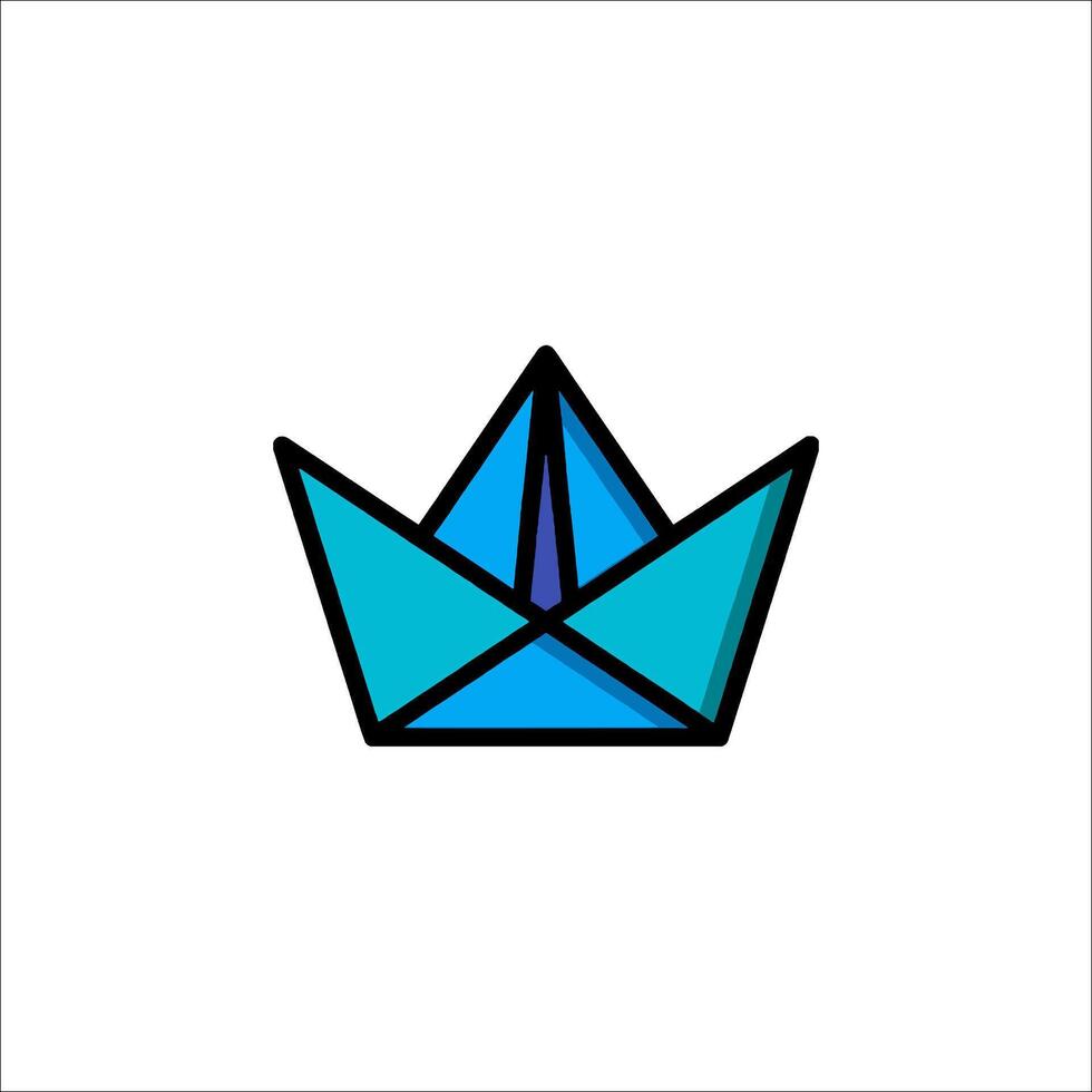 A blue paper boat with a crown on top vector