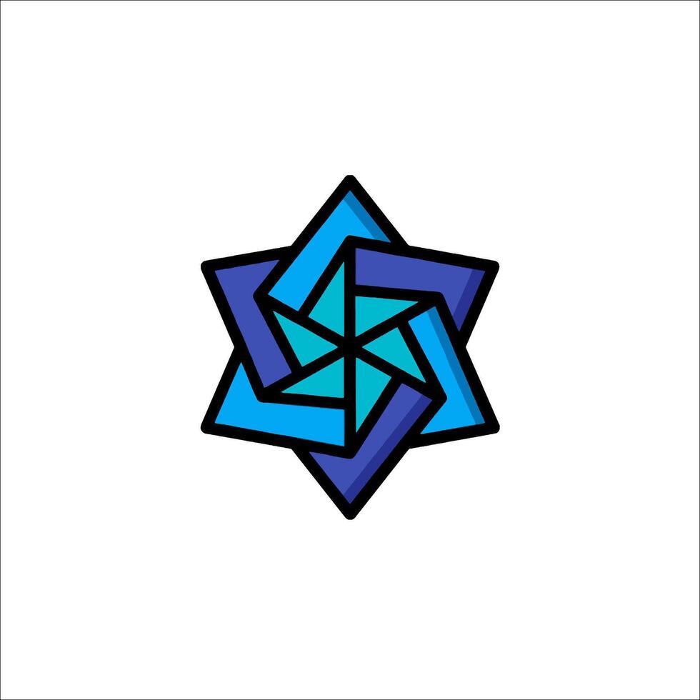 A blue star with a blue and black design vector
