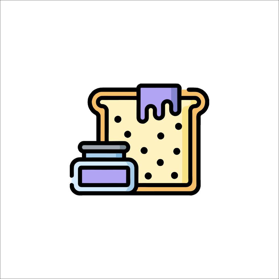 A piece of bread with butter and jam on it vector