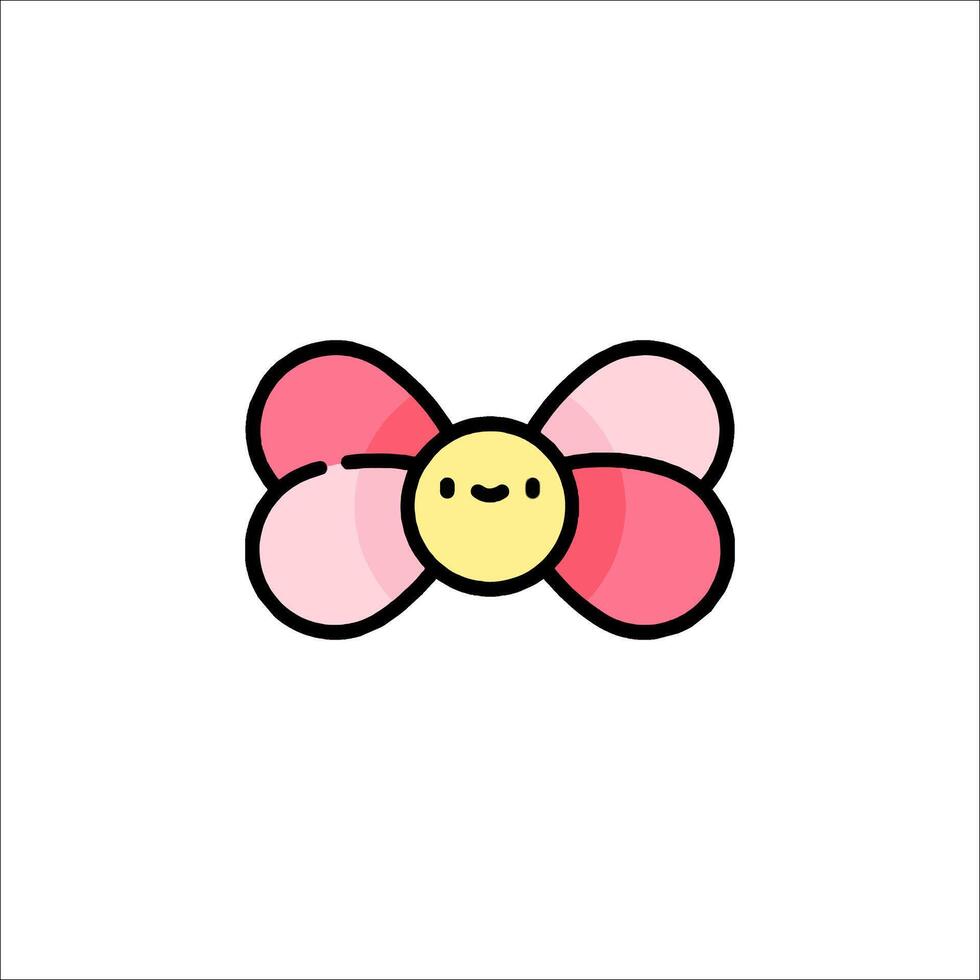 A cute pink bow with a smiley face on it vector