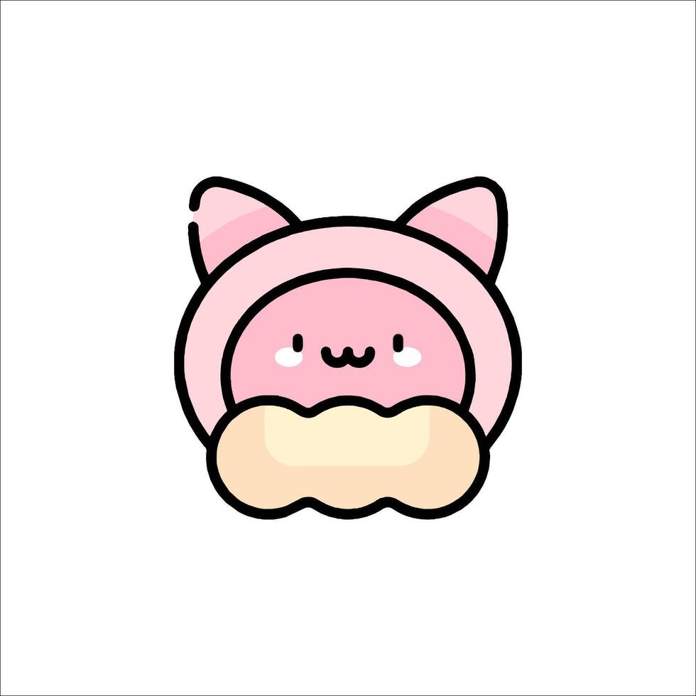 A cute pink cat with a hat on its head vector