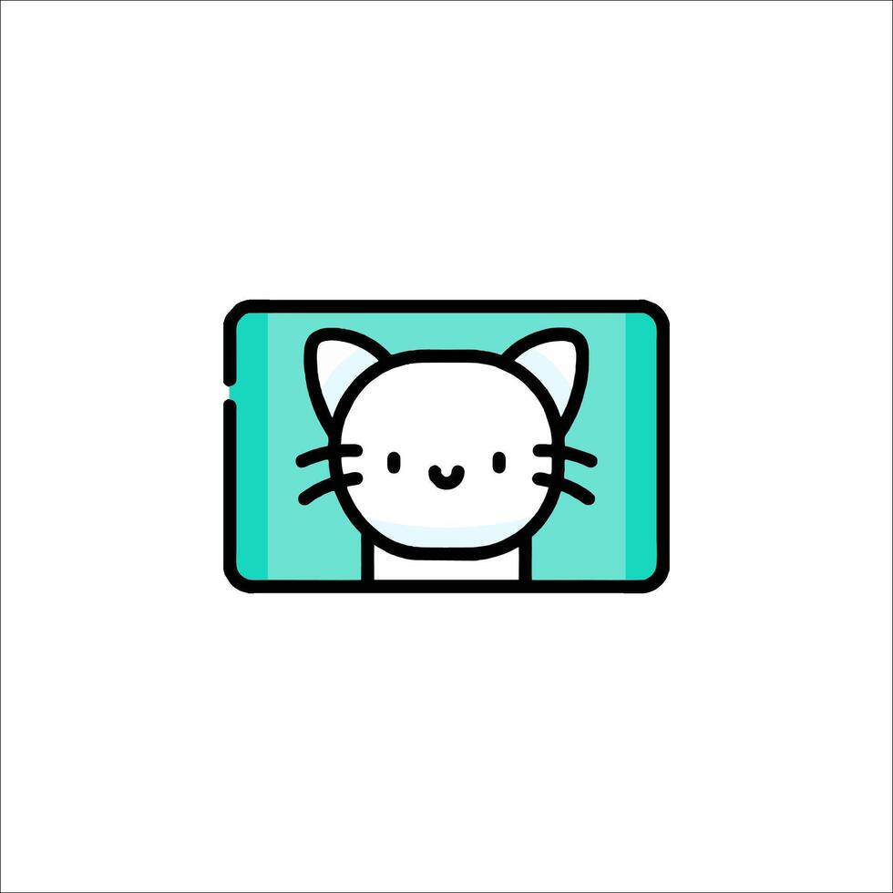 A cat is sitting in a square frame vector