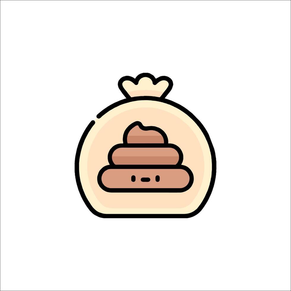 A bag with a poop in it, with a smiley face vector