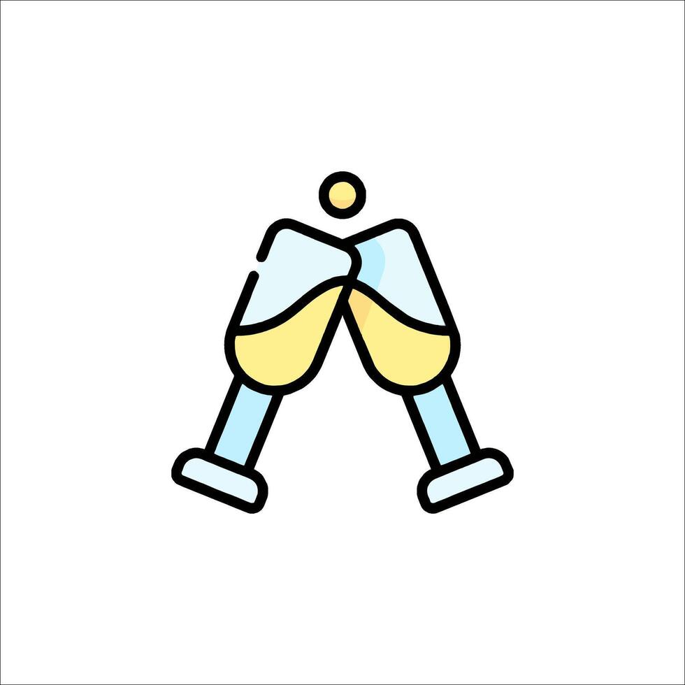 Two champagne glasses with a toast icon vector