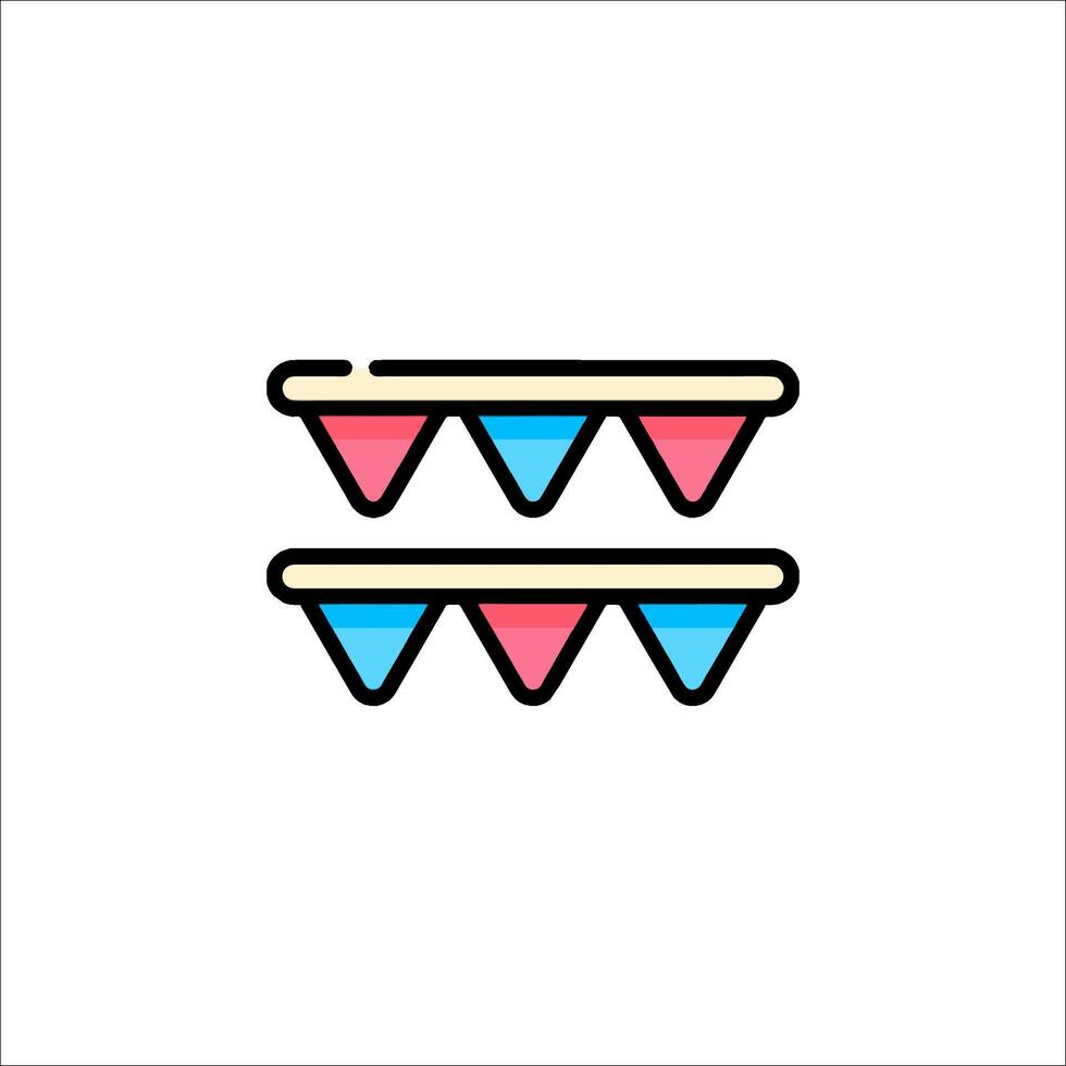A line icon of two flags with red and blue stripes vector