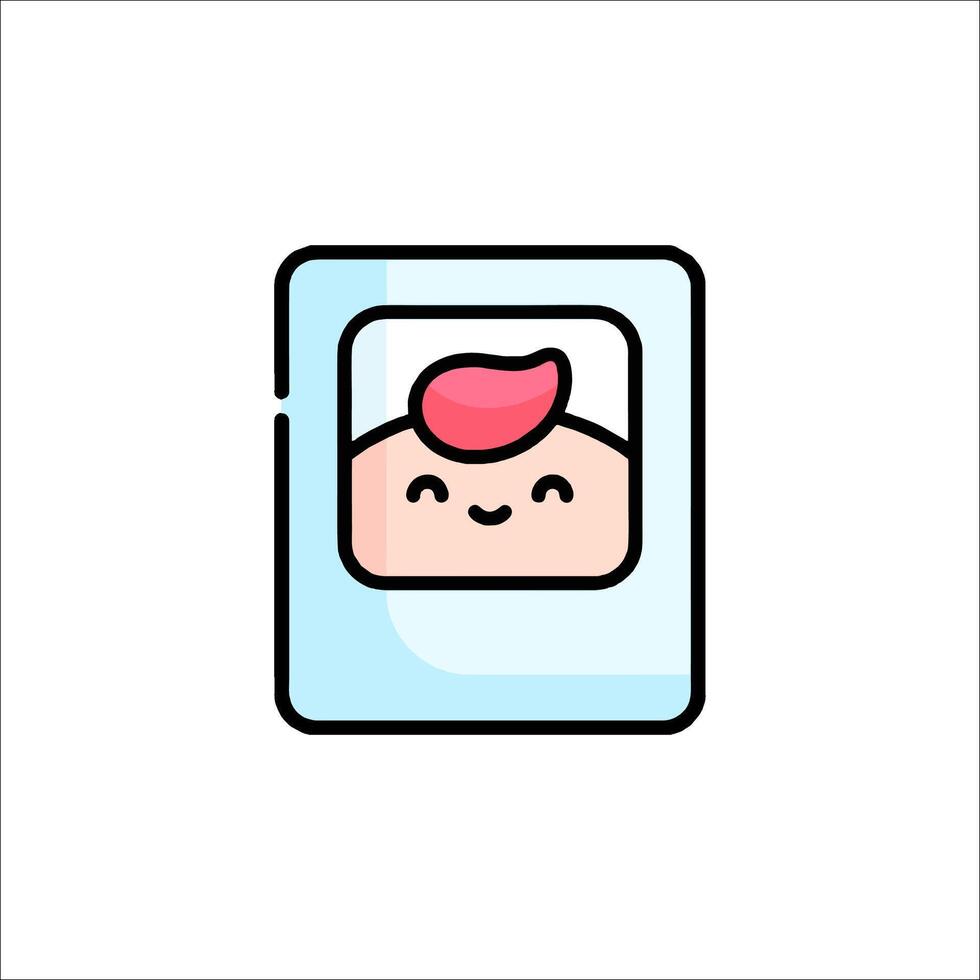 A baby face with a pink hair on a white background vector