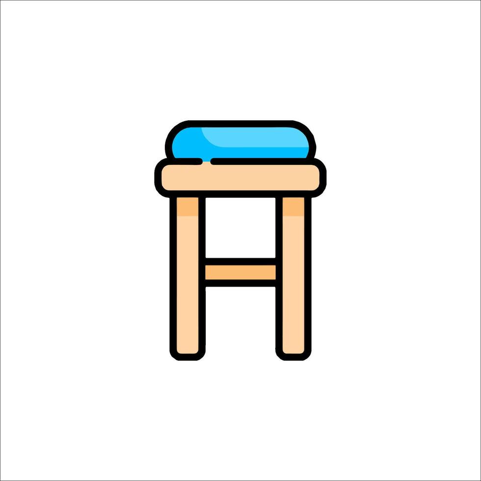 A stool with a blue cushion on it vector