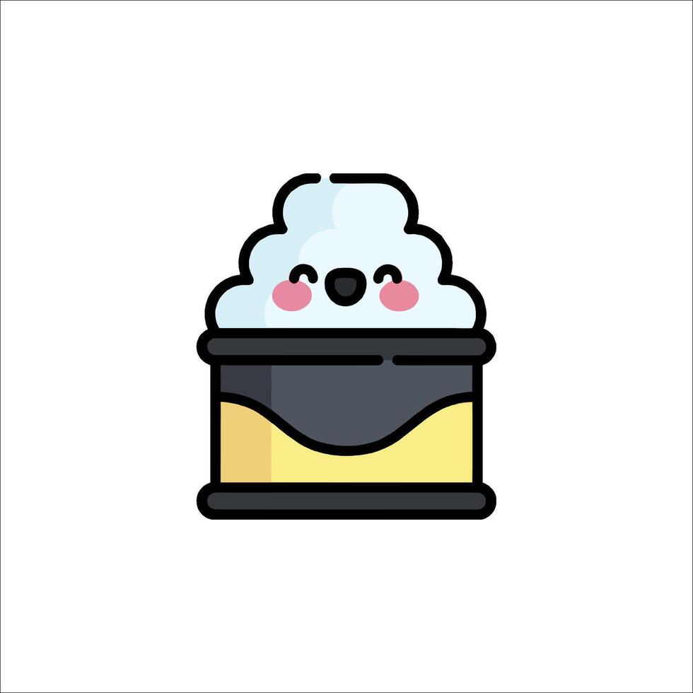 A cute little bear in a bowl with a spoon vector