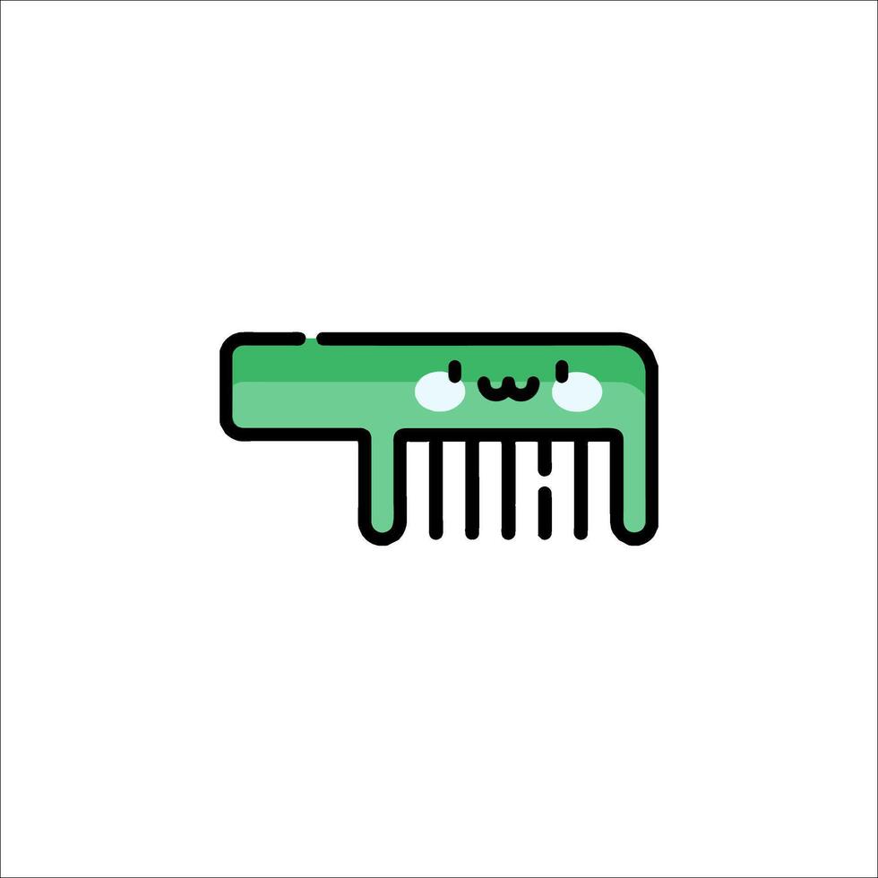 A green comb with a cute face on it vector