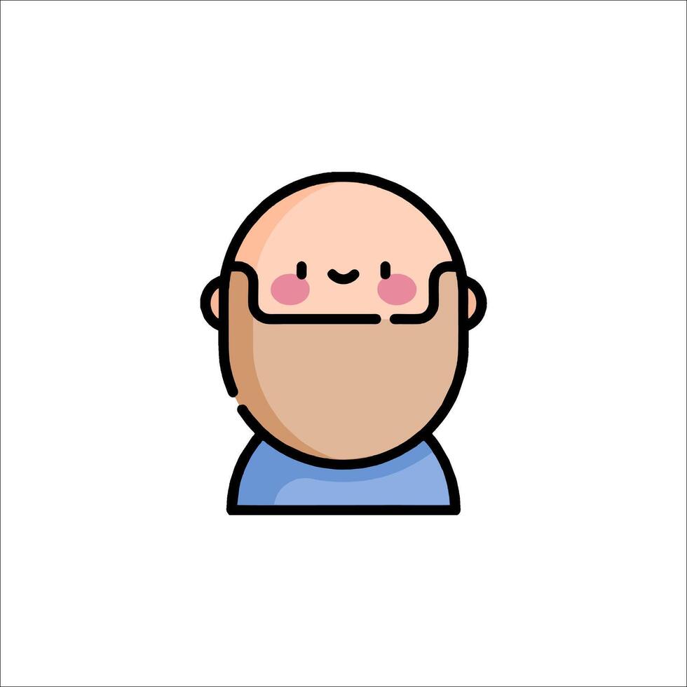 A cartoon man with a beard and a blue shirt vector