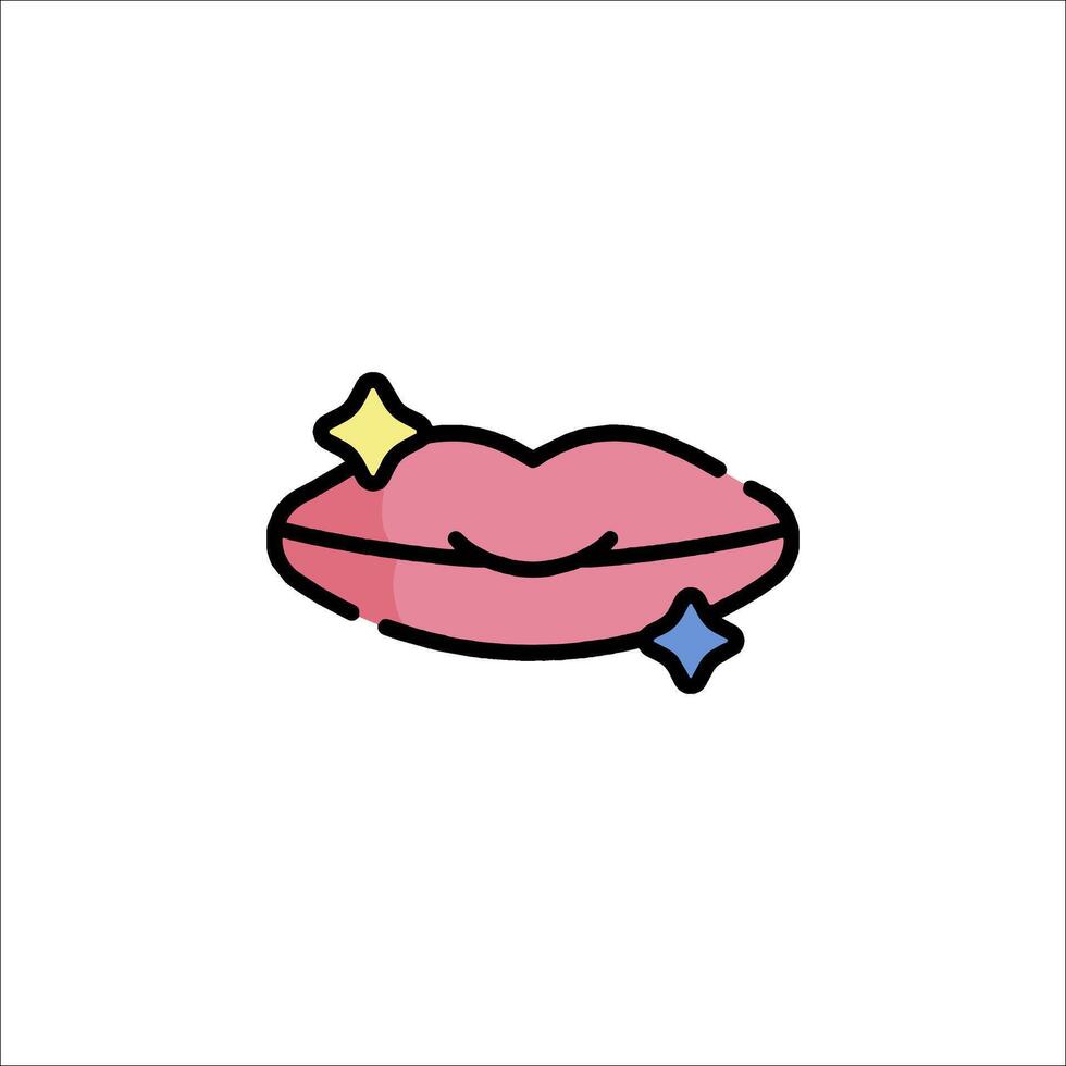 A pink lips icon with stars on it vector