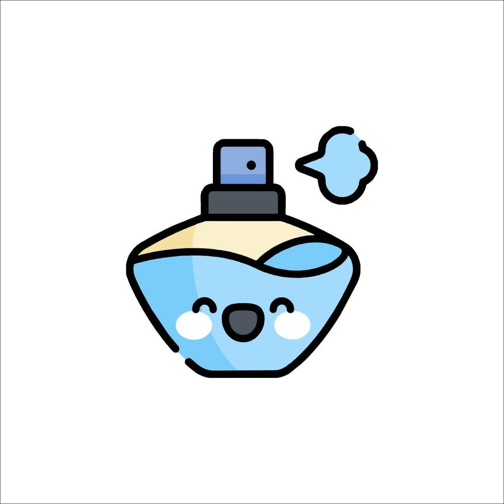 A cartoon perfume bottle with a blue cloud vector