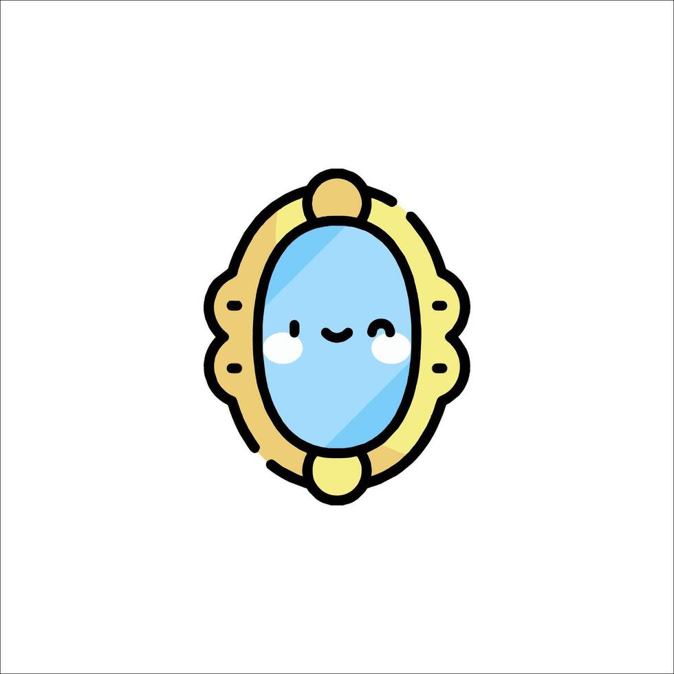 A cartoon mirror with a smiley face vector