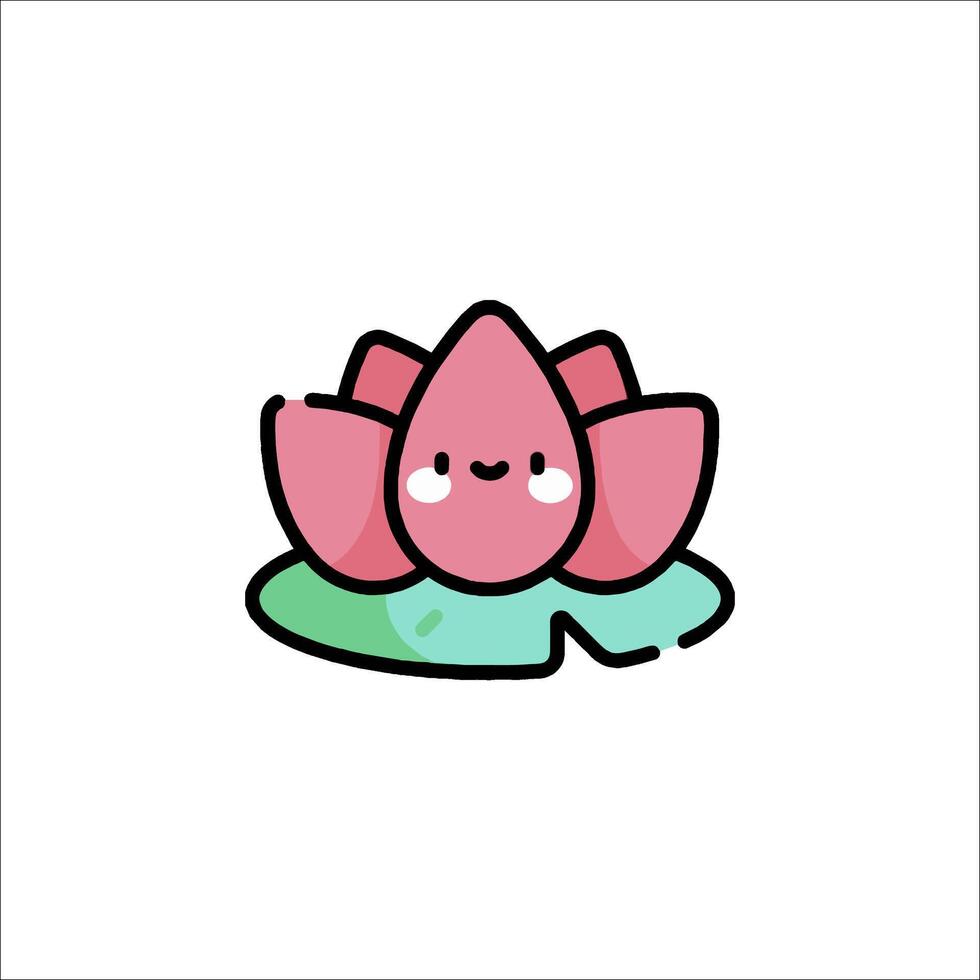 A pink lotus flower with a smiley face vector