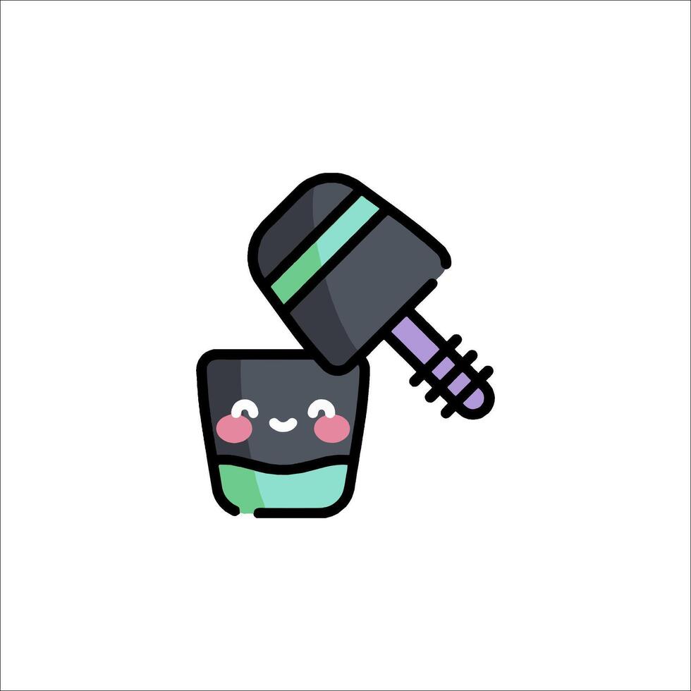 A black and green cup with a toothbrush on top vector