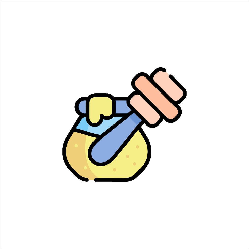 A jar with honey and a spoon icon vector