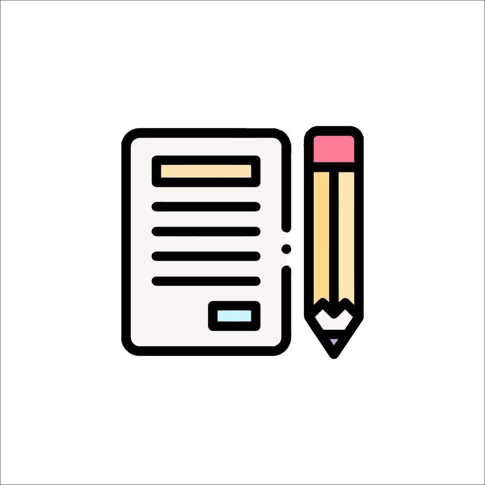 A pencil and paper icon on a white background vector