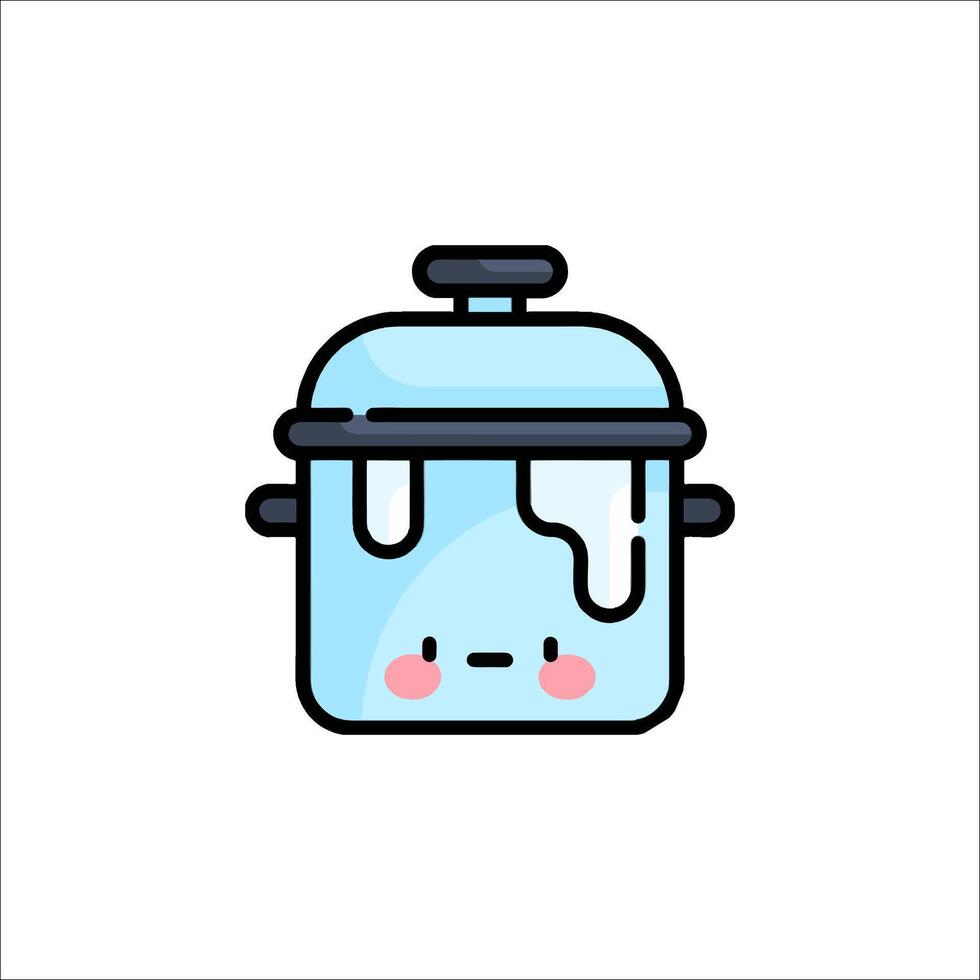 A cute blue pot with a face on it vector