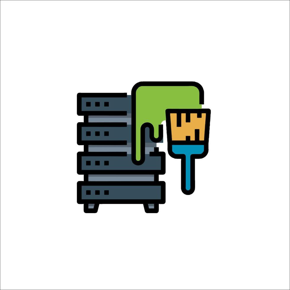 A server with a paintbrush on top of it vector